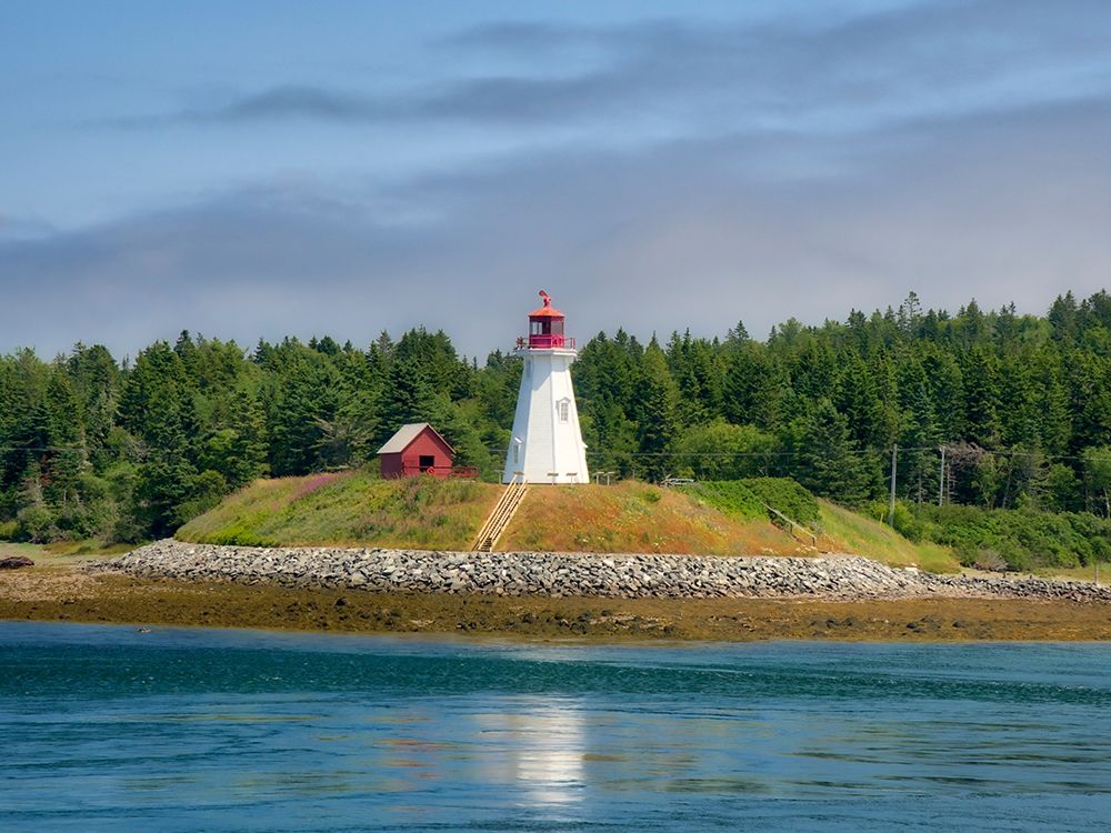 Maine-Lubec Mulholland Point Lighthouse as seen from the town of Lubec-Maine